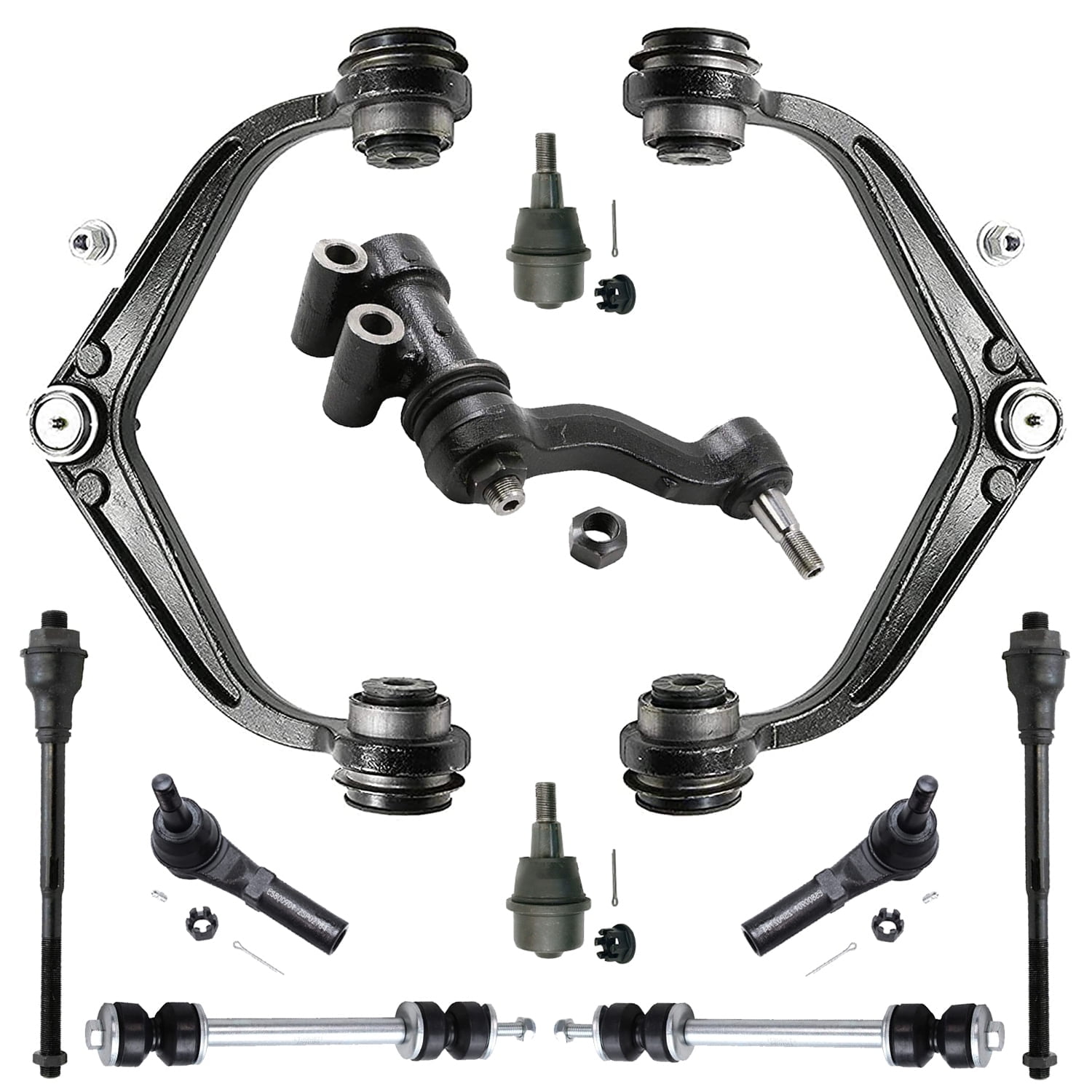 Detroit Axle - Front 11pc Suspension Kit for 2011-2019 Chevy Silverado GMC Sierra 2500HD 3500HD, 2 Upper Control Arms 2 Lower Ball Joints 2 Sway Bars 4 Outer and Inner Tie Rods 1 Idler Arm Replacement