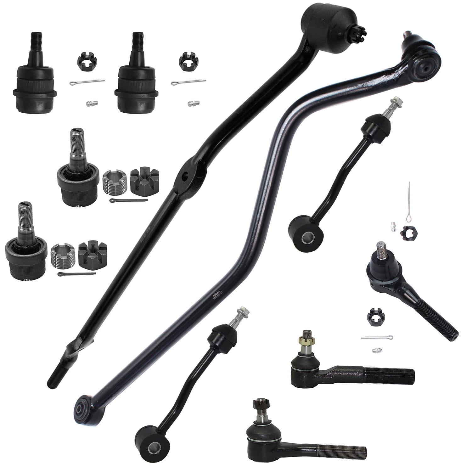 Detroit Axle - Front 11pc Suspension Kit for 97-06 Jeep Wrangler TJ, 4 Ball Joints 3 Tie Rods 2 Sway Bars 1 Drag Link 1 Track Bar 1998 1999 2000 2001 2002 2003 2004 2005 Replacement