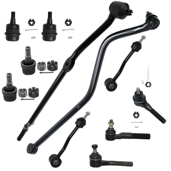 Detroit Axle - Front 11pc Suspension Kit for 97-06 Jeep Wrangler TJ, 4 Ball Joints 3 Tie Rods 2 Sway Bars 1 Drag Link 1 Track Bar 1998 1999 2000 2001 2002 2003 2004 2005 Replacement