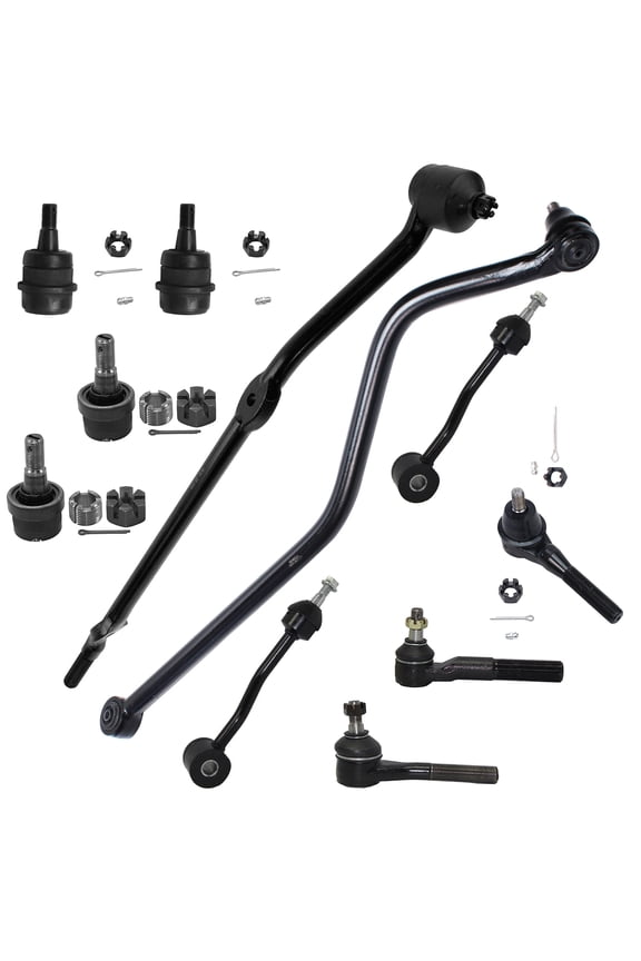 - Front 11pc Suspension Kit for 97-06 Jeep Wrangler TJ, 4 Ball Joints 3 Tie Rods 2 Sway Bars 1 Drag Link 1 Track Bar 1998 1999 2000 2001 2002 2003 2004 2005 Replacement