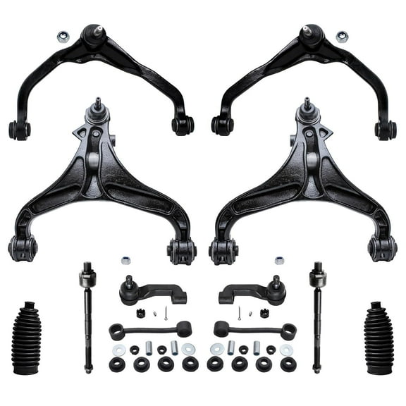 Detroit Axle - Front 12pc Control Arms Kit for 2007-2011 Dodge Nitro, 08-12 Jeep Liberty, 4 Control Arms w/Ball Joints 4 Tie Rods 2 Sway Bars 2 Boots 2007 2008 2009 2010 2011 2012 Replacement