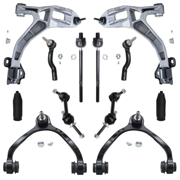 Detroit Axle - Front 12pc Control Arms Kit for Ford Crown Victoria Lincoln Town Car Mercury Grand Marquis Marauder, Upper and Lower Control Arms w/Ball Joints Tie Rods Sway Bars Boots Replacement