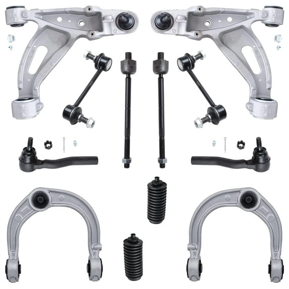 Detroit Axle - Front 12pc Control Arms Kit for RWD 2003-2007 Cadillac CTS, 4 Upper & Lower Control Arms and Ball Joints 4 Tie Rods 2 Sway Bars 2 Boots 2003 2004 2005 2006 2007 Replacement