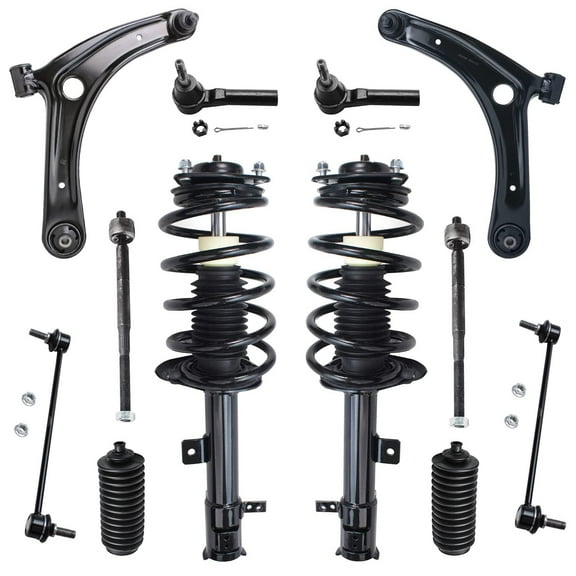 Detroit Axle - Front 12pc Struts Kit for 09-12 Dodge Caliber, Struts w/Coil Spring Control Arms w/Ball Joint Tie Rods Sway Bars Boots 2009 2010 2011 2012 Replacement