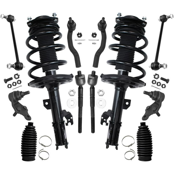 Detroit Axle - Front 12pc Struts Kit for Toyota 2007-2011 Camry, 2 Struts Coil Spring 2 Sway Bars 2 Lower Ball Joints 4 Outer Inner Tie Rods 2 Boots 2008 2009 2010 Replacement Suspension