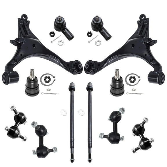 Detroit Axle - Front 12pc Suspension Kit 01-05 Honda Civic 2001 2002 2003 2004 2005, 2 Lower Control Arms 2 Lower Ball Joints 4 Tie Rods 4 Front and Rear Sway Bars Replacement