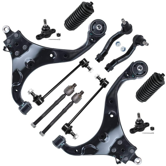 Detroit Axle - Front 12pc Suspension Kit for 05-09 Hyundai Tucson 05-10 Kia Sportage 2005 2006 2007 2008 2009, 2 Lower Control Arms 2 Ball Joints 2 Sway Bars 4 Tie Rods 2 Boots Replacement