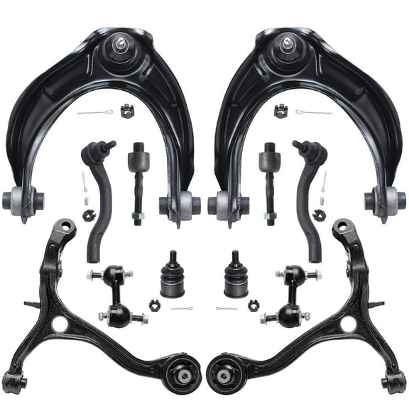 Detroit Axle - Front 12pc Suspension Kit for 08-12 Honda Accord 2008 2009 2010 2011 2012, 4 Upper and Lower Control Arms 2 Lower Ball Joints 4 Tie Rods 2 Sway Bars Replacement