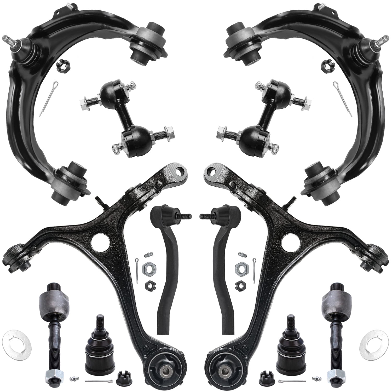 Detroit Axle - Front 12pc Suspension Kit for 2003-2007 Honda Accord, 2004-2008 Acura TSX 2005 2006, 4 Control Arms 2 Ball Joints 4 Outer Inner Tie Rods 2 Sway Bars Replacement