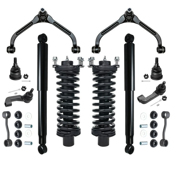 Detroit Axle - Front 12pc Suspension Kit for 2005 2006 2007 Jeep Liberty, 2 Struts 2 Rear Shock Absorbers 2 Upper Control Arms 2 Lower Ball Joints 2 Sway Bar Links 2 Outer Tie Rods Replacement