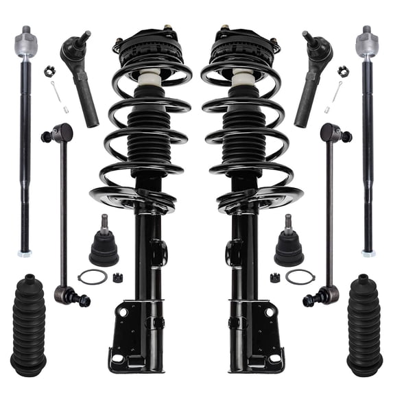 Detroit Axle - Front 12pc Suspension Kit for 2008-2010 Chrysler Town & Country Dodge Grand Caravan 2 Ready Struts 2 Lower Ball Joints 4 Tie Rods 2 Sway Bars 2 Boots