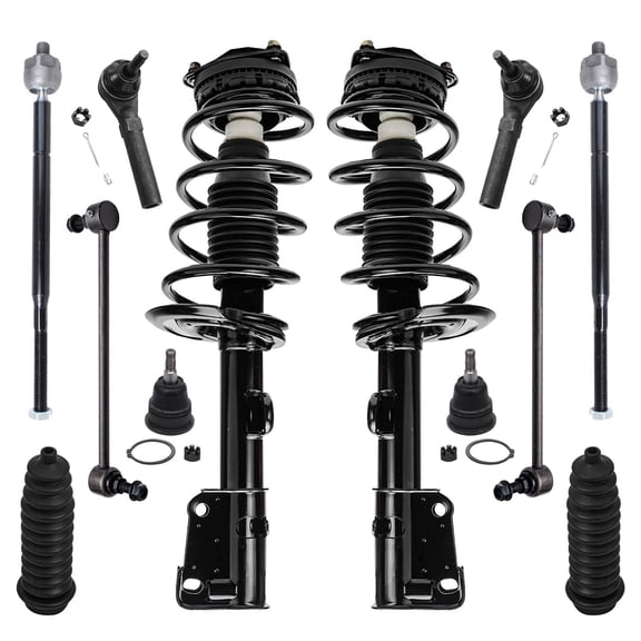 Detroit Axle - 12pc Front Suspension Kit for 2008 2009 2010 Chrysler Town & Country Dodge Grand Caravan, 2 Ready Struts, 2 Lower Ball Joints 4 Tie Rods 2 Sway Bars 2 Boots Replacement