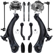 Detroit Axle - Front 12pc Suspension Kit for 2008-2013 Nissan Rogue, 2014-2015 Rogue Select, 2 Front Wheel Bearings & Hubs 2 Lower Control Arms 2 Sway Bars 4 Outer Inner Tie Rods 2 Boots Replacement