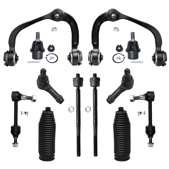 Detroit Axle - 12pc Front Suspension Kit for 2004 2005 Ford F-150, 2 Upper Control Arms 2 Lower Ball Joints 2 Sway Bars 4 Outer & Inner Tie Rods 2 Boots & Bellows Replacement