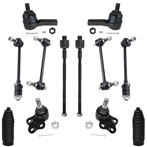 Detroit Axle - Front 12pc Suspension Kit for 97-03 Infiniti QX4, 1996-2004 Nissan Pathfinder, Tie Rods Lower Ball Joints Boots Front and Rear Sway Bars 1998 1999 2000 2001 2002 Replacement