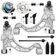 thumbnail image 1 of Detroit Axle - Front 12pc Suspension Kit for Buick LeSabre Park Avenue Riviera Cadillac Deville Seville, 2 Wheel Bearing Hubs 2 Control Arms 4 Tie Rods 2 Sway Bars 2 Boots Replacement, 1 of 8
