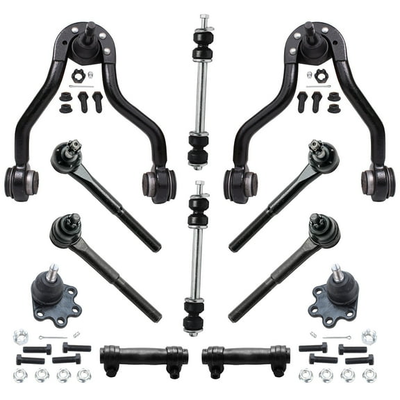 Detroit Axle - Front 12pc Suspension Kit for Chevrolet GMC Tahoe Blazer K1500 Suburban K2500 Upper Control Arms Lower Ball Joints Sway Bars Tie Rods Replacement Adjusting Sleeves