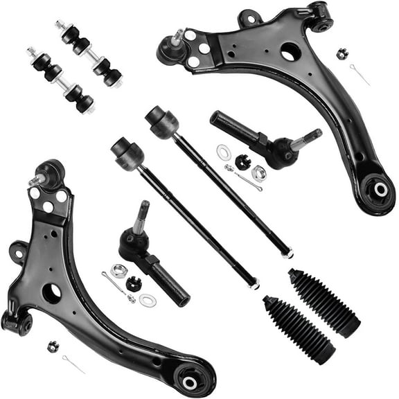 Detroit Axle - Front 12pc Suspension Kit for Chevy Impala Buick Allure Century Lacrosse Pontiac Grand Prix, 4 Lower Control Arms 4 Outer Inner Tie Rods 2 Sway Bars 2 Boots Replacement