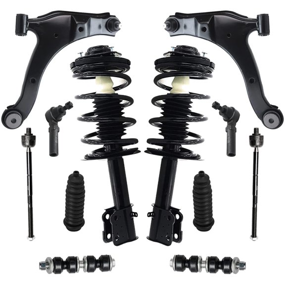Detroit Axle - Front 12pc Suspension Kit for Dodge Plymouth Neon SX 2.0, 2 Struts 2 Lower Control Arms w/Ball Joints 4 Tie Rods 2 Sway Bars 2 Boots Replacement