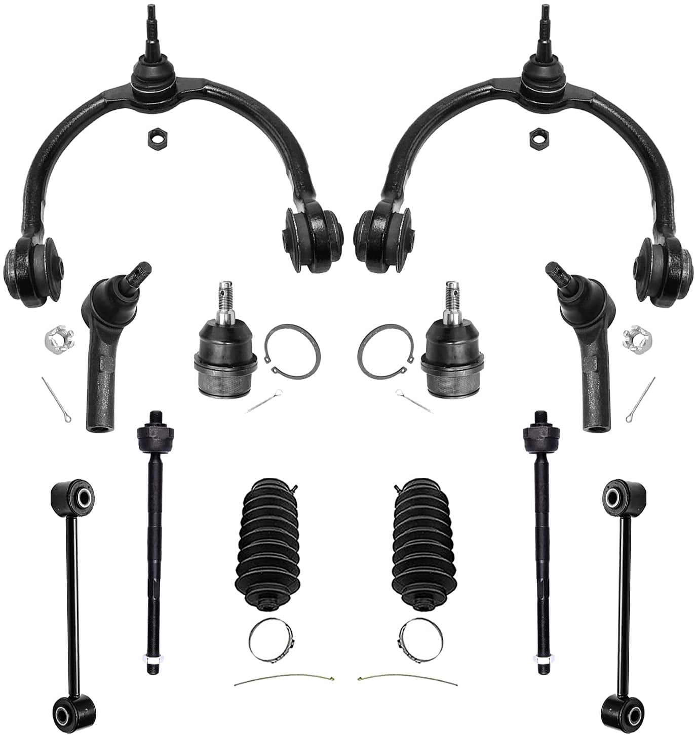 Detroit Axle Front 12pc Suspension Kit for Jeep Grand Cherokee Commander  2005 2006 2007 2008 2009 2010, Upper Control Arms Lower Ball Joints Sway  Bars Tie Rods Boots Replacement