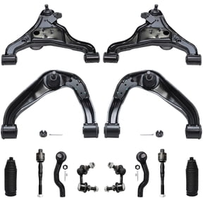 Detroit Axle - 12pc Front End Suspension Kit for 05-12 Nissan Pathfinder 05-19 Frontier 05-15 Xterra, 4 Lower & Upper Control Arms 4 Outer & Inner Tie Rods 2 Sway Bars 2 Boots Replacement