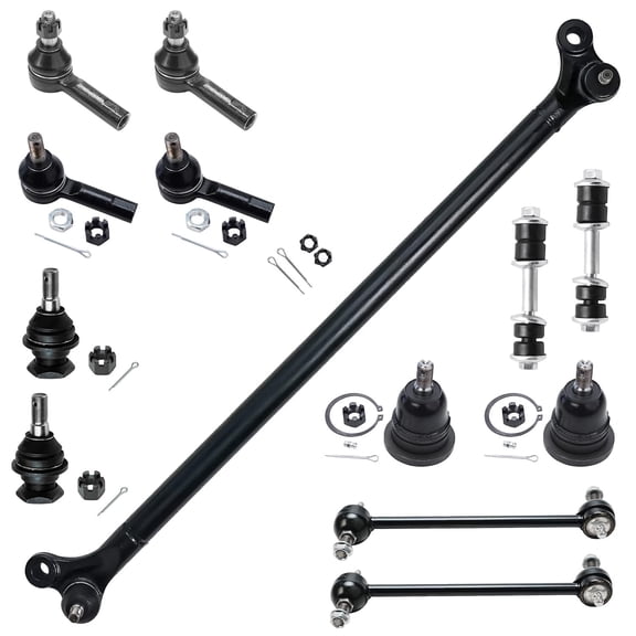 Detroit Axle - Front 13pc Suspension Kit for 00-04 Nissan Xterra, Outer Inner Tie Rods Upper Lower Ball Joints Center Link Front and Rear Sway Bars 2000 2001 2002 2003 2004 Replacement