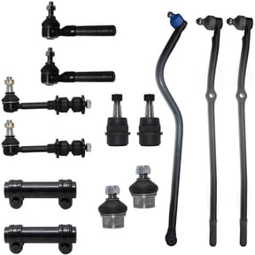 Detroit Axle - Front 13pc Suspension Kit for 1998-1999 Dodge Ram 1500 2500, Upper & Lower Ball Joints, Tie Rod Ends, Adjusting Sleeves, Track Bar, Sway Bar Links Replacement