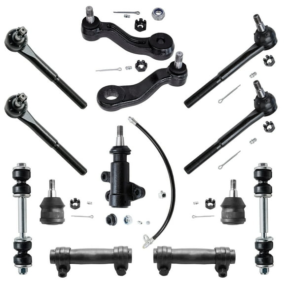Detroit Axle - Front 13pc Suspension Kit for Chevy GMC C1500 C2500 Suburban C3500 Tahoe Yukon, Sway Bars Lower Ball Joints Tie Rod Ends Pitman Idler Arm Sleeves Bracket Replacement