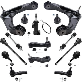 Detroit Axle - Front 13pc Suspension Kit for Chevy Silverado GMC Sierra 1500 2500 3500 HD 2 Control Arms 2 Ball Joints 2 Sway Bars 4 Tie Rods 1 Pitman Arm 1 Idler Arm 1 Idler Bracket Replacement