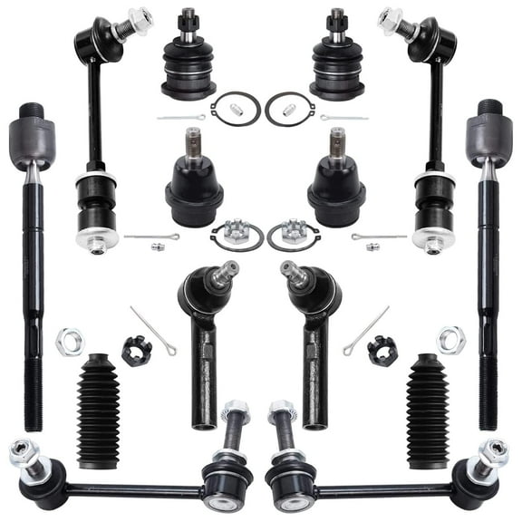 Detroit Axle - Front 14pc Suspension Kit for 03-09 Toyota 4Runner Lexus GX470, 07-09 FJ Cruiser, 4 Front and Rear Sway Bars 4 Upper Lower Ball Joints 4 Outer & Inner Tie Rods 2 Boots Replacement