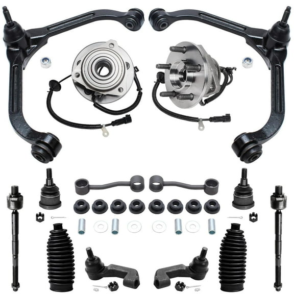 Detroit Axle - Front 14pc Suspension Kit for 2006-2007 Jeep Liberty, 2 Wheel Bearing Hubs 2 Upper Control Arms 2 Lower Ball Joints 4 Tie Rods 2 Sway Bars 2 Boots Replacement