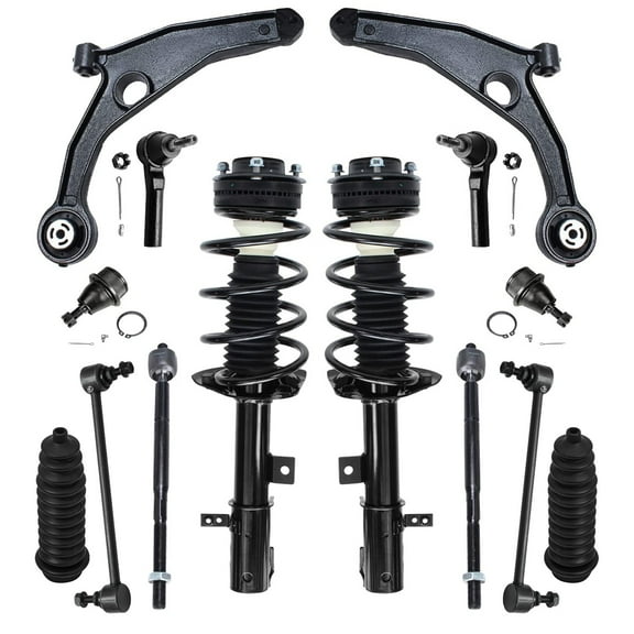 Detroit Axle - Front 14pc Suspension Kit for 2008-2014 Dodge Avenger, 2007-2009 Sebring, 2.4L 2 Struts 2 Lower Control Arms 2 Lower Ball Joints 4 Tie Rods 2 Sway Bars 2 Boot and Bellows Replacement