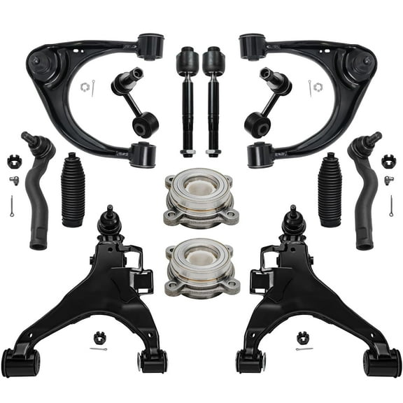 Detroit Axle - Front 14pc Suspension Kit for 2008-2019 Toyota Sequoia Tundra, 2 Wheel Bearing and Hubs 4 Upper & Lower Control Arms 4 Tie Rods 2 Sway Bars 2 Boots Replacement