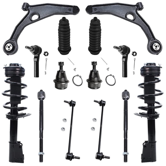 Detroit Axle - Front 14pc End Suspension Kit for 2009-2019 Dodge Journey, 2 Struts 2 Lower Control Arms 2 Lower Ball Joints 2 Sway Bars 4 Tie Rods 2 Boots Replacement