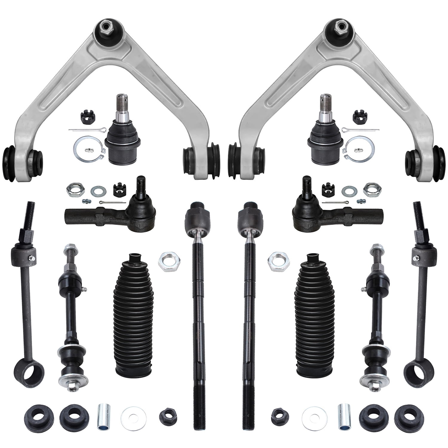 Detroit Axle - Front 14pc Suspension Kit for 2WD 2004 2005 2006 Dodge Ram 2500 3500, 2 Upper Control Arms 2 Lower Ball Joints 4 Front & Raer Sway Bars 4 Outer Inner Tie Rods 2 Boots Replacement