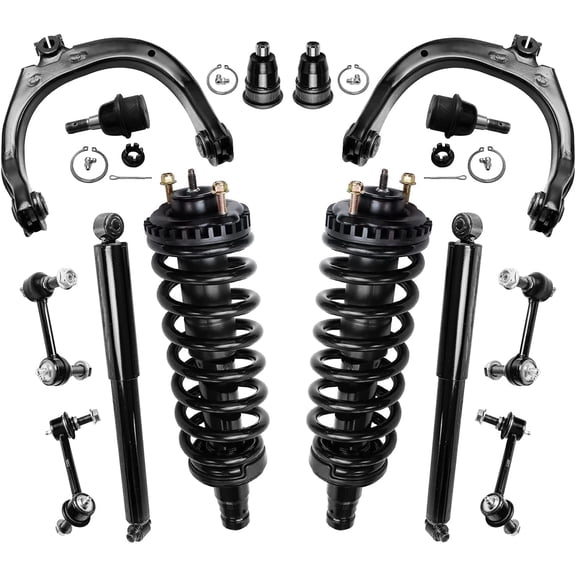Detroit Axle - 14pc Suspension Kit for Chevy Trailblazer EXT GMC Envoy XL XUV Buick Rainier Olds Bravada Saab 9-7X Isuzu Ascender, Struts Upper Control Arms Shocks Ball Joints Sway Bars