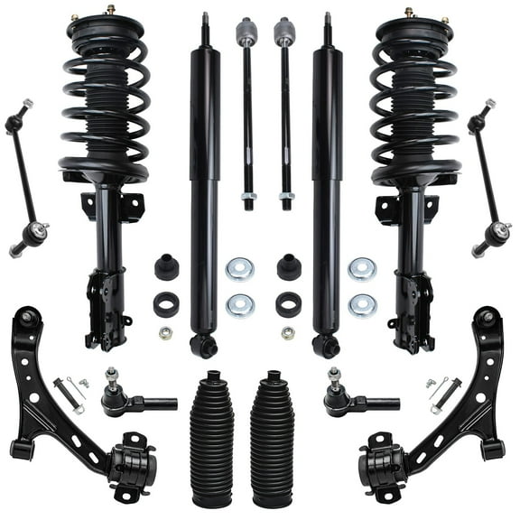 Detroit Axle - Front 14pc Suspension Kit Ford Mustang 2005 2006 2007 2008 2009 2010, 2 Struts 2 Rear Shock Absorbers 2 Lower Control Arms 2 Sway Bars 4 Tie Rods 2 Boot and Bellows Replacement