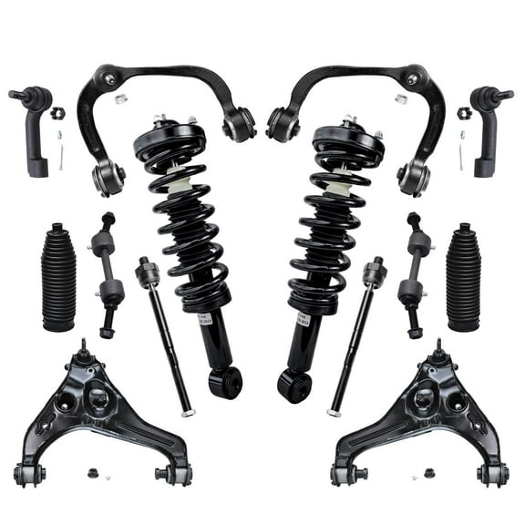 Detroit Axle - Front 14pc Suspension Kit for RWD 2009-2013 Ford F-150, 2 Struts & Coil Springs 4 Upper & Lower Control Arms w/Ball Joints 4 Tie Rods 2 Sway Bars 2 Boots 2010 2011 2012 Replacement