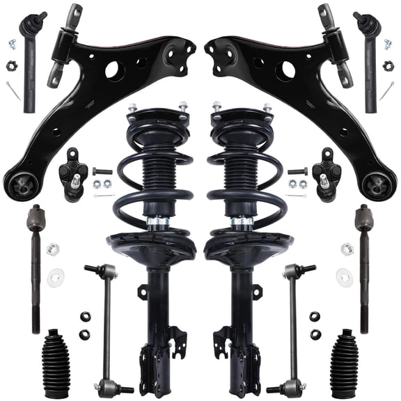 Detroit Axle - Front Suspension Kit for 04-07 Toyota Highlande, 04-06 Lexus RX330, 07-09 RX350, 2 Struts 2 Lower Control Arms 2 Lower Ball Joints 4 Tie Rods 2 Sway Bars 2 Boots & Bellows Replacement