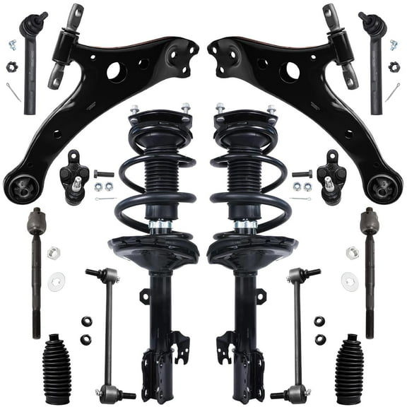 Detroit Axle - Front 14pc Suspension Kit for Toyota Highlander Lexus RX330 RX350, 2 Struts 2 Lower Control Arms 2 Lower Ball Joints 4 Tie Rods 2 Sway Bars 2 Boots Replacement