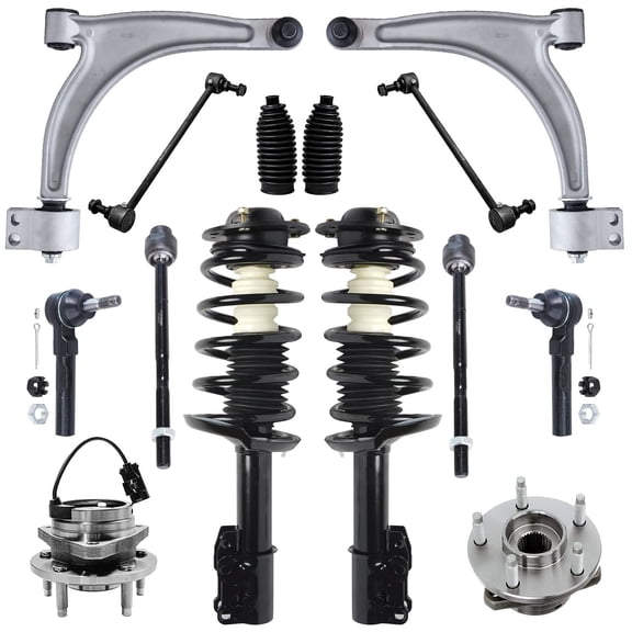 Detroit Axle - Front 14pc Suspension Kit Wheel Bearing Hubs Struts Lower Control Arms Sway Bars Boots Tie Rods for Chevy Malibu Pontiac G6 Saturn Aura