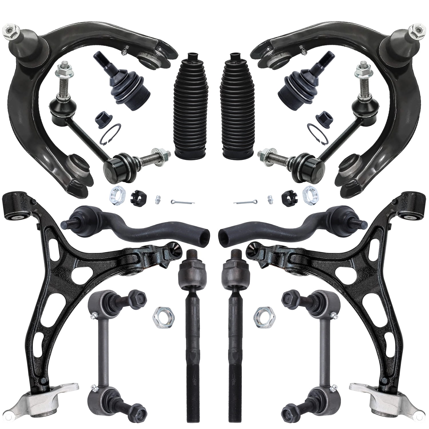 Detroit Axle - Front End 16pc Kit for Jeep 2011-2015 Grand Cherokee 2011-2015 Dodge Durango, 4 Control Arms 2 Lower Ball Joints 4 Front & Rear Sway Bars 4 Tie Rods 2 Boots