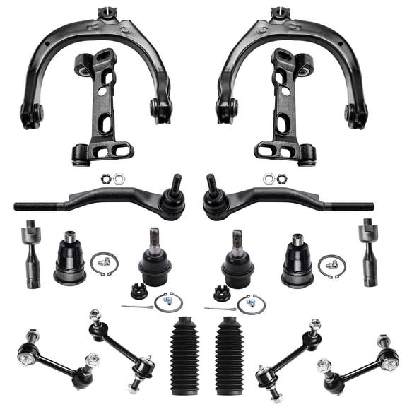 Detroit Axle - Front Rear Suspension Kit for Chevrolet Trailblazer EXT SSR GMC Envoy XUV Buick Rainier Saab 9-7x Control Arms Ball Joints Sway Bars Outer & Inner Tie Rods Boots Replacement - 18pc