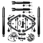 Detroit Axle - 19pc Front End Kit for Silverado Sierra Suburban Yukon XL 1500 Tahoe Upper Control Arms Ball Joints Sway Bars Tie Rods Wheel Bearing Hubs Replacement Front Rear Shock Absorbers