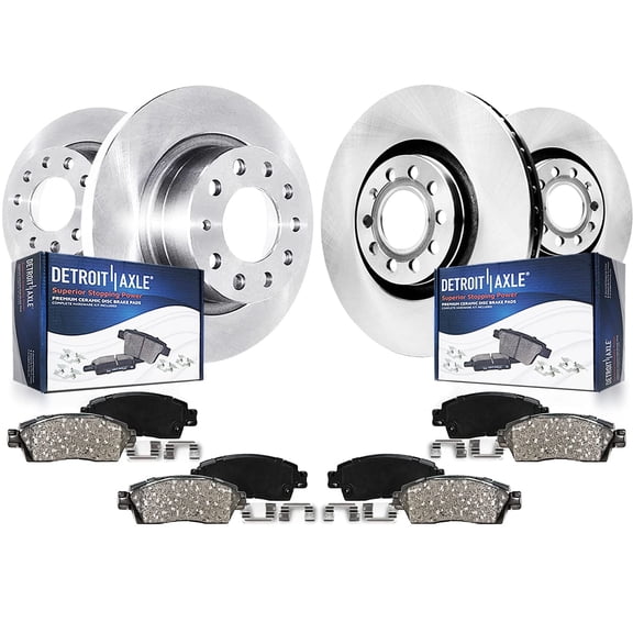 Detroit Axle - Brake Kit for Audi A3 Quattro VW Bora CC GTI EOS Jetta Passat, Rear Disc Brake Rotors Ceramic Brake Pads Replacement: 12.28'' inch Front and 11.25'' inch Rotor