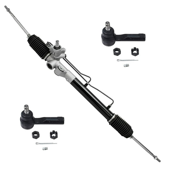 Detroit Axle - Front 3pc Rack and Pinion Kit for 00-06 Nissan Sentra, 1 Power Steering Rack and Pinion 2 Outer Tie Rod Ends 2000 2001 2002 2003 2004 2005 2006 Replacement