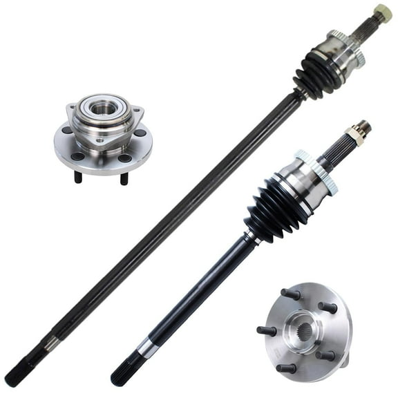 Detroit Axle - Front 4pc CV Axles Kit for 4WD 1999-2004 Jeep Grand Cherokee, 2 Wheel Bearing and Hubs 2 CV Axle Shafts 1999 2000 2001 2002 2003 2004 Replacement