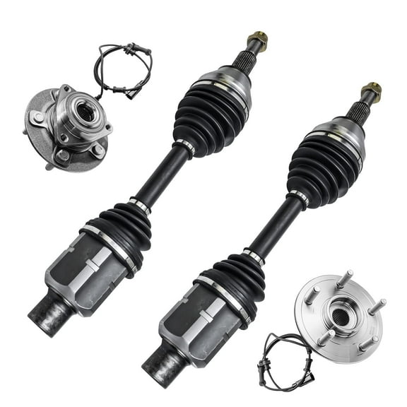 Detroit Axle - Front 4pc CV Axles Kit for 4WD 2012-2018 Ram 1500, 2 Wheel Bearing & Hubs 2 CV Axles Suspension Kit 2013 2014 2015 2016 2017 Replacement