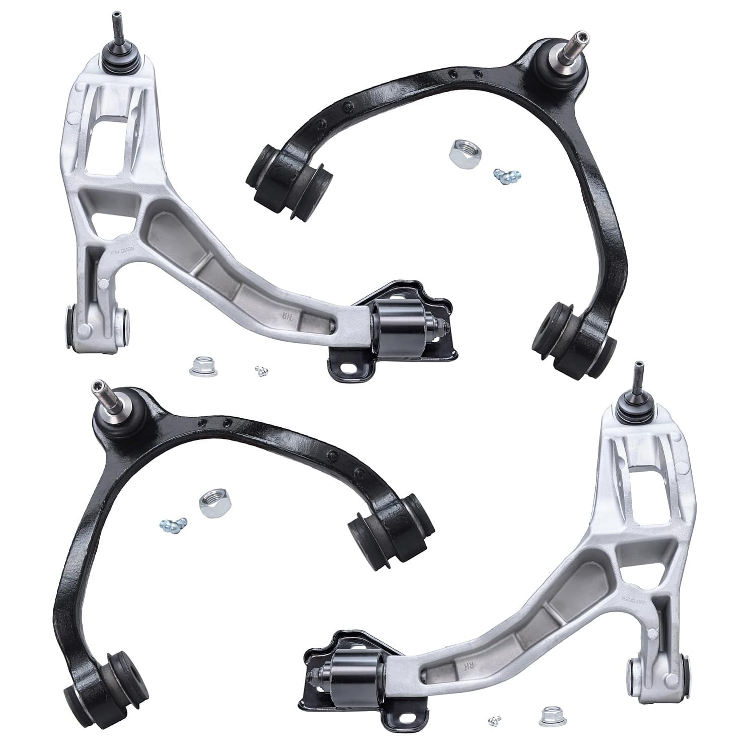 Detroit Axle - Front 4pc Control Arms for Ford Crown Victoria Lincoln Town Car Mercury Grand Marquis Marauder, 4 Upper and Lower Control Arms with Ball Joints Replacement