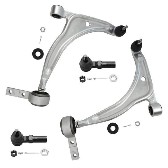 Detroit Axle - Front 4pc Control Arms Kit for 02-06 Nissan Altima, 04-08 Maxima, 2 Outer Tie Rod Ends 2 Lower Control Arms w/Ball Joint 2002 2003 2004 2005 2006 2007 2008 Replacement